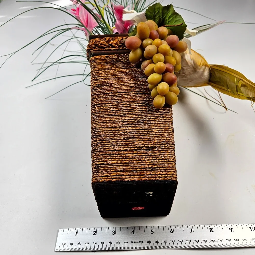 Floral‎ Wall Decor OS Brown Pink Tropical Orchid Bird Tiki Arrangement Beach